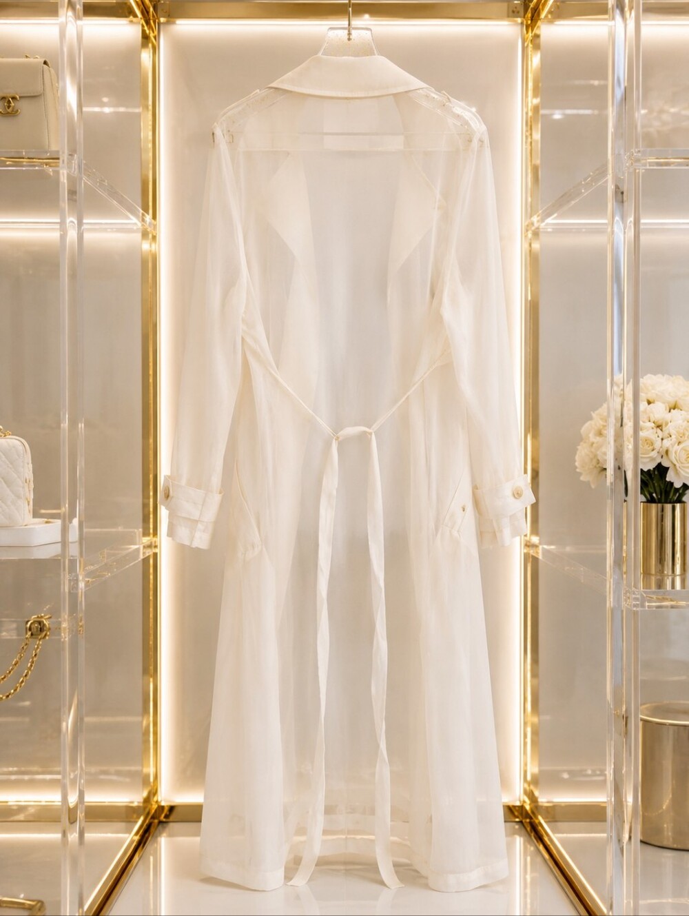 Valiant Transparent Women's White Long Trench Coat